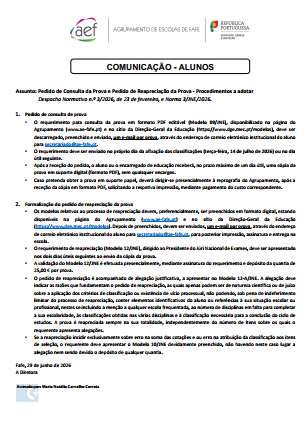 Pedido de Consulta, reaprecia&ccedil;&atilde;o de Prova/Exame